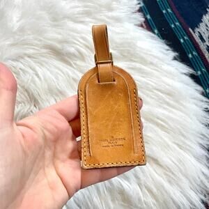 Louis Vuitton Vachetta Luggage Tag Travel Small Leather Goods SLG Authentic 0380